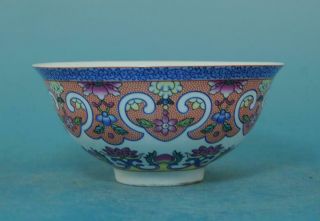 Chinese Old Porcelain Famille Rose Flower Pattern Bowl /qianlong Mark 38 B01