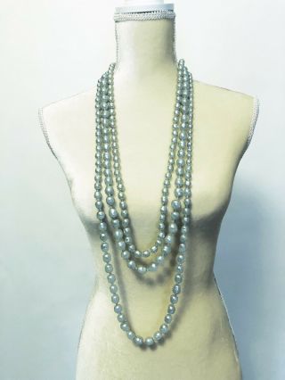 3 Exquisite Vintage Chanel Gray Baroque Faux Pearl Necklaces