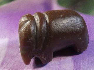 Ancient Pyu Kingdom Fat Brown Jasper Elephant Amulet Bead 21.  3 By 15.  3 By 13.  8mm
