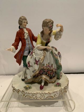 German Porcelain Dancing Couple,  Hand Painted