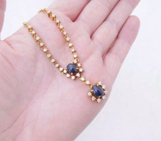 18ct Gold 1.  30ct Diamond Cabochon Sapphire Heavy Pendant Necklace 14.  7 Grams