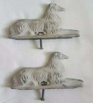 Pair (2) Vintage Hurricane Dog Fence Gate Topper Finial Russian Wolfhound Borzoi