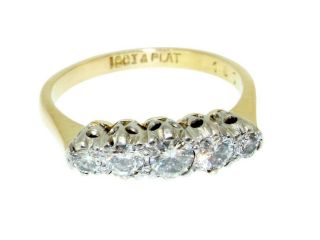 18ct Gold & Platinum 0.  50ct Vintage Diamond 5 Stone Ring Size L
