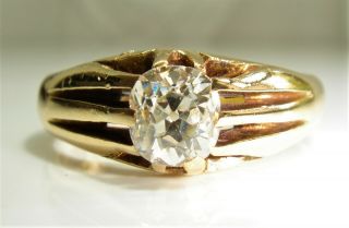 A Stunning Victorian 1874 - 75 Solid 18ct Gold Diamond Set Large/gents Gypsy Ring