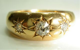 A Wonderful Late Victorian 1900 - 1 Solid 18ct Gold Diamond Set Gypsy Ring