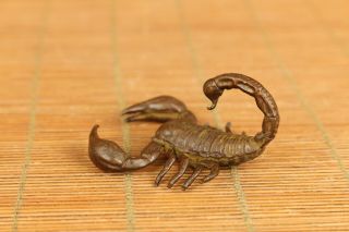 Lovely Chinese Old Copper Handmade Scorpion Statue Figure Hand Piece