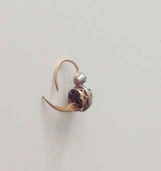 Antique European 14k Yellow Rose cut diamond Earring 1/ps 3