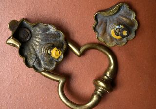 Vintage brass door knocker complete with striker plate 2