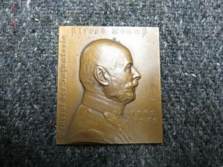Wwi - Wwii Austrian General Alfred Krauss Commemorative Brass Plaque - Scarce