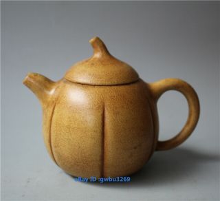 Marks Old Chinese Yixing Zisha Teapot Handmade Pumpkin Shape Purple Sand Teapot