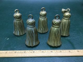 Set Of 5 Antique Brass Tassel Ornaments Drapery Chandelier Lamp Embellishments