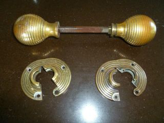 Antique Solid Brass Beehive Door Knobs And Fixing Plates