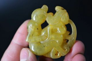 Chinese Old Jade Carved Sexy Men&women People Art Statue/pendant J14