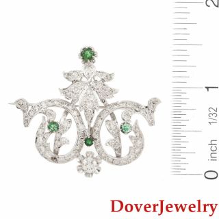 Vintage Diamond 2.  65ct Emerald 14K Gold Filigree Pin Pendant 9.  2 Grams NR 4