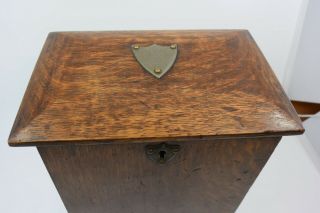 Antique Oak European Travelers Letter Box Writing Letter Lap Desk Silver Plate 5