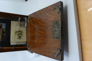 Antique Oak European Travelers Letter Box Writing Letter Lap Desk Silver Plate 8