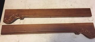 2 Vtg Wood Architectural Salvage Carved Mahogany Pediments Repurpose 25.  75” (a)