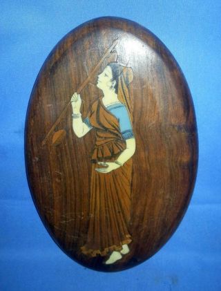 Vintage Old Rose Wood Hand Carved And Bone Work Indian Lady Figurine Wall Penal