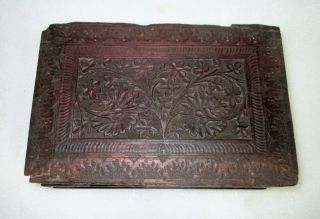 Antique Old Collectible Hand Carved Flower Design Wooden Jewelry Box