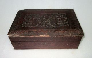 Antique Old Collectible Hand Carved Flower Design Wooden jewelry Box 2