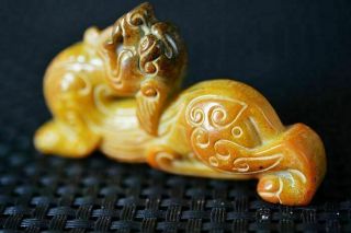 Unique Chinese Old Jade Carved Beast Statue Y6