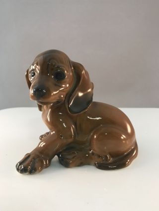 Vintage German Rosenthal / George Kuspert 1909 Hand Painted Dacshound Puppy
