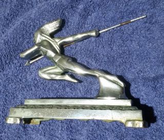 BB.  ART DECO METAL STATUE ON BASE,  ANCIENT WARRIOR OR GOD 4
