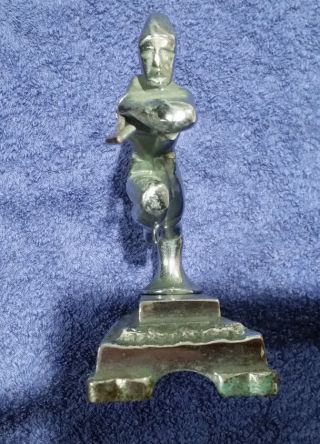 BB.  ART DECO METAL STATUE ON BASE,  ANCIENT WARRIOR OR GOD 5