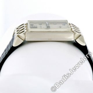 Vintage Men ' s 18K Gold LeCoultre Mechanical Rectangular Fancy Lugs Diamond Watch 4