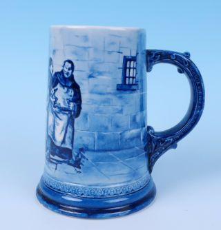 Antique Lenox CAC Beer Tankard Stein w/ Monks American Belleek Porcelain Blue 2