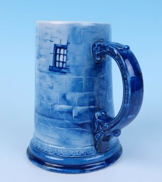 Antique Lenox CAC Beer Tankard Stein w/ Monks American Belleek Porcelain Blue 3