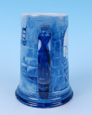 Antique Lenox CAC Beer Tankard Stein w/ Monks American Belleek Porcelain Blue 4