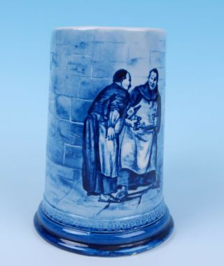 Antique Lenox CAC Beer Tankard Stein w/ Monks American Belleek Porcelain Blue 7