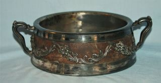 Antique St.  Louis Silver Company Bowl W/oak Wood & Handles
