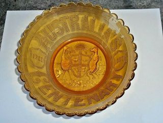 Antique 1788 To 1888 Australian Centenary Glass Commemorative Bowl 130 Yrs Old