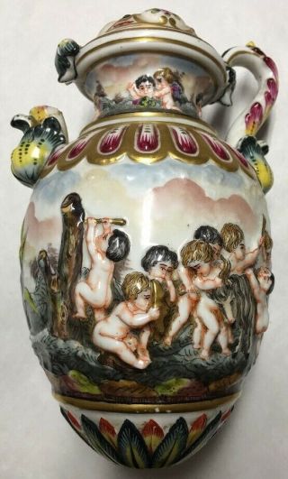 Rare Antique Large Capodimonte Porcelain Lamp Center 1800 