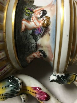 RARE Antique Large Capodimonte Porcelain Lamp Center 1800 ' s Italy Putti Cherubs 7