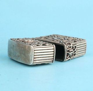 UNIQUE CHINESE TIBETAN SILVER HAND - CARVED CIGARETTE LIGHTER BOX PRACTICAL GIFT 7