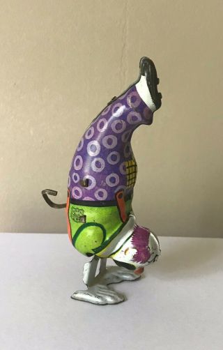 Vintage - J.  Chein Tin Lithographic Wind Up - Handstand Circus Clown