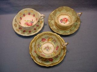 3 English Teacups & Saucers - Paragon,  Victoria
