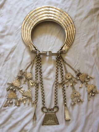 Antique Silver Mong Ethnic Wedding / Ceremonial Necklace,  Bracelet,  Spangles