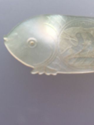 FINE ANTIQUE CHINESE MOTHER OF PEARL LUCKY FISH GAMING COUNTER CHIP MARKER 5
