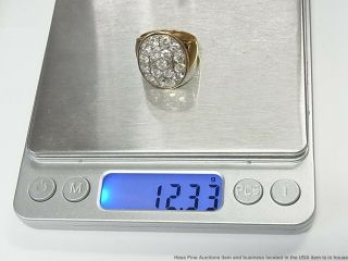 Huge 3.  60ctw Ultra Gem Quality Diamond 14k Gold Mens Ring Signed Vintage SZ 9.  25 10