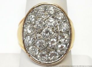 Huge 3.  60ctw Ultra Gem Quality Diamond 14k Gold Mens Ring Signed Vintage Sz 9.  25