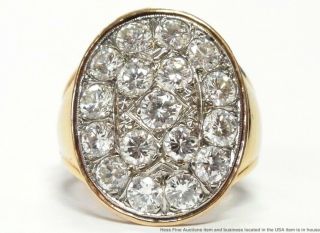Huge 3.  60ctw Ultra Gem Quality Diamond 14k Gold Mens Ring Signed Vintage SZ 9.  25 3