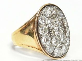 Huge 3.  60ctw Ultra Gem Quality Diamond 14k Gold Mens Ring Signed Vintage SZ 9.  25 4
