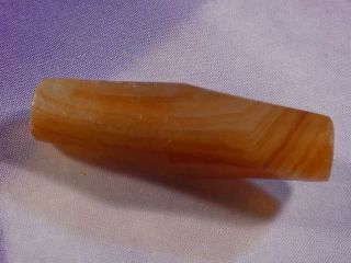 Ancient Indus Banded Agate Bead 19.  1 By 6.  1 Mm Classic Heirloom Bicone Largehole