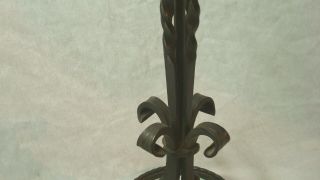 Antique Wrought Iron Arts & Crafts Lamp Base 4 Slag,  Panel,  Reverse Painted Shade 5