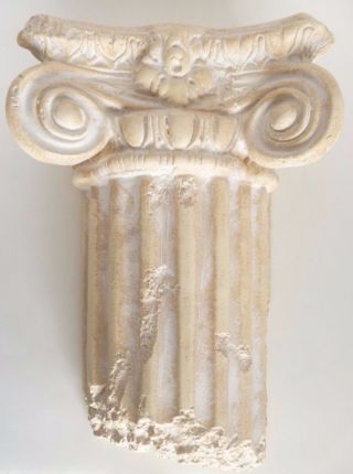Mediterranean Ancient Greek Ruin Pillar Column White Plaster Wall Shelf Décor