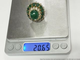 28ctw Natural Emerald,  4.  00ctw Fine Diamond 18k Gold Ring 1950s Giant Statement 8